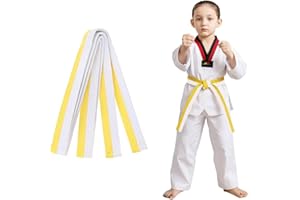 COYUN 1 pcs 180cm Weiß und Gelb Taekwondo-Gürtel, Judo gürtel Judo Karate Gürtel Belt Kampfkunst Karate Judo Taekwondo Belts Professioneller Karate Aikido Belt für Kinder Erwachsene Kampfsportgürtel
