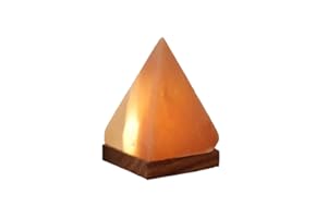 Himalaya Salt Dreams SALT DREAMS Beleuchteter Salzkristall USB Pyramide mit Holzsockel, Kristallsalz aus Punjab/Pakistan, Orange, ca. 7 x 7 x 11 cm, 2-Einheiten