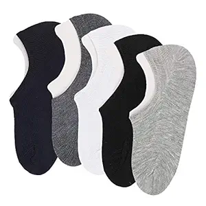 Costafrey Unisex Cotton Non-Slip Low Cut Ankle Multi-Colored Running Socks With Anti Slip Silicon Grip Combo Pack Of 5(Free Size)