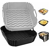 Niwlix 2 PCS Air Fryer Liners I Square Silicone Basket Baking Tray I Pot with Ear Handles I Nonstick Reusable Heat Resistant 