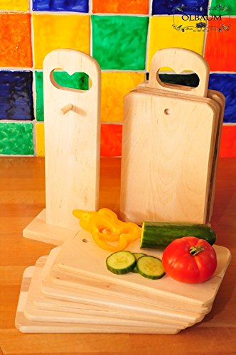 12 Stück Frühstücksbrett MIT 2 STÄNDER, Holz – 14-tlg. Set, Servierbrett Schneidebrettchen mit abgerundeten Kanten, Maße viereckig je ca. 22 cm x 14 cm als Bruschetta-Servierbrett, Brotzeitbrett mit Griff, Naturholz – Birke unbehandelt, Frühstücksbrettchen, Bayerisches Brotzeitbrettl,NEU Massive Schneidebretter, Anrichtebretter, Frühstücksbretter, Brotzeitbretter, Steakteller schinkenbrett rustikal, Schinkenteller von BTV - 2