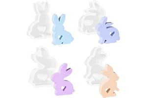 AYIXIWARZ Silikonform Osterhase, 4pcs Kaninchen Gießformen Silikon, Silikonform Ostern, 3D Silikonform Hase, Gießformen Ostern, DIY Silikonformen Giessform ostern for Gips, Sojawachs Kerzen, Handwerk