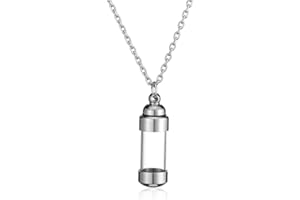 Jovivi 9mm*31mm Stainless Steel Acrylic Cylinder Ashes Keepsake Necklace Memorial Cremation Jewellery Urn Pendant Necklace for Women Men