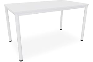 Dila GmbH Schreibtisch/Besprechungstisch in verschiedenen Größen und Farben weißes Metallgestell Konferenztisch Arbeitstisch (B: 140 cm x T: 80 cm, Weiß)