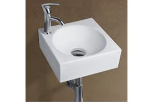 Rue Du Bain LV-CL Like Lave-main carré suspendu en Céramique 28 x 28 cm Blanc