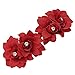 2x Vogue Party Prom Flower Rhinestone Hairpin Clips Headpiece For Girls (Red)