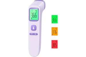 VIPROUD Fieberthermometer Kontaktlos, Stirnthermometer mit sofortigen genauen Messwerten, Fieberalarm, LCD-Anzeige und 35 Speicherabruf, Digitales Infrarot Thermometer für Kinder und Erwachsene (lila)