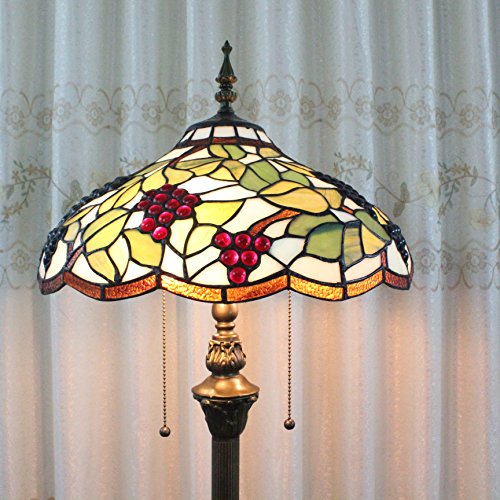Tiffany 16-Inch Grapes European Pastoral Style Elegant Luxury Creative Handmade Stained Glass Tiffany Floor Lamp