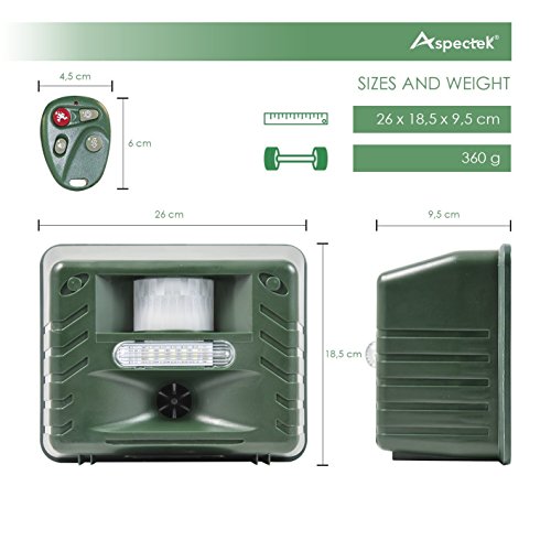 PREMIUM Aspectek Yard Sentinel STROBE RC, OUTDOOR SCHÄDLINGSBEKÄMPFER, Marderschreck, Tiervertreiber, Schädlingsbekämpfung, ULTRASCHALL Abwehr GEGEN: Marder, Hunde, Katzen, Mäuse, Ratten u. mehr - 3