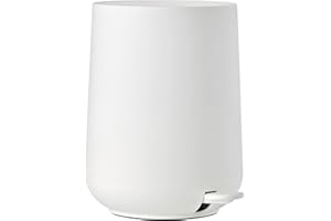 ZONE DENMARK Poubelle Salle de Bain Nova - 5L - Poubelle à pédale - Design Scandinave - Plastique ABS Doux Au Toucher - H29cm D23cm - Blanc