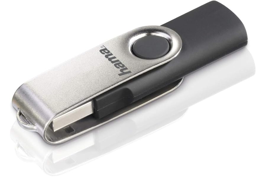 Hama | Pendrive USB 2.0 de 128 GB | Memoria USB-A de 15 MB/s para Almacenamiento Masivo | Diseño Giratorio con Clip de Metal 