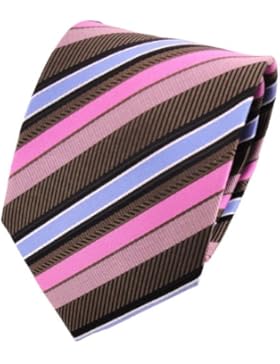 TigerTie Designer Krawatte dunkelbraun schwarz rosa blau silber gestreift - Binder Tie