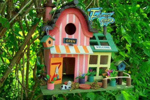 Hüwüknü Blumen Laden Vogelhäuschen aus Holz - 3