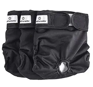 Pet Parents Washable Dog Diapers (3pack) of Doggie Diapers, Color Black, Size: Large Dog Diapers