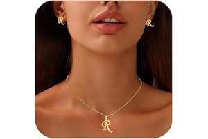 APMGONT Gold Initial Necklaces for Women, Stainless Steel Gold Initial A-Z Letter Pendant Necklace Gold Initial Earrings Jewellery Gifts for Women Teen Girls