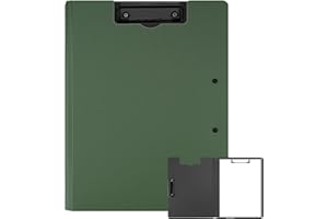 EnixwH Przenośny schowek, Schowek A4, Folder z zaciskem, Składane plastikowe foldery, Pochodzi z 2 mocnymi klipami, może zawierać 100 arkuszy papieru, dla szkoły, biura (zielony)