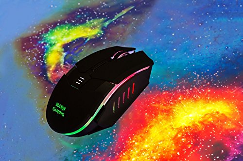 Mars Gaming MM116 - Rat  n Gaming para PC  3200 dpi  Sensor   ptico Profesional  iluminaci  n 7 Colores RGB Flow  6 Botones Gaming  ambidiestro  ergon  mico  Conector USB   Color Negro