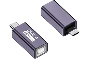 ASKOPPO Adaptateur Micro USB mâle vers MIDI Femelle, Adaptateur d'imprimante Micro USB vers USB B, adapté aux imprimantes, synthétiseurs de piano électrique MIDI et autres appareils Micro USB (2 pièce)