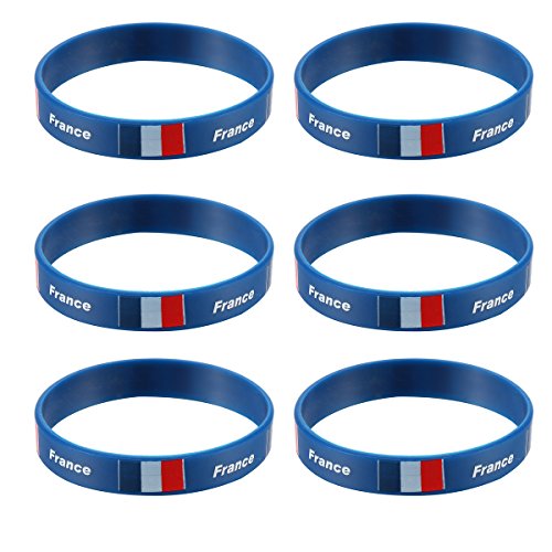 LUOEM Bracelets en Silicone Coupe du Monde drapeau France Pays Bracelet Supporter Football 2018 WM 6 morceaux France