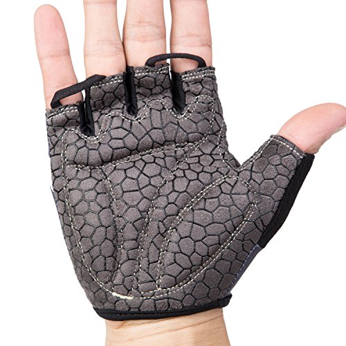 Asvert Fahrradhandschuhe mit Dämpfende 8mm Schaumstoffpolster Breath halbe Finger-Fahrrad-Reitfahrrad-Handschuhe ( schwarz ) - 5