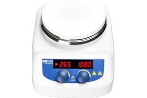 ONiLAB 280℃ 5 inch LED Digital Hotplate Magnetic Stirrer with Ceramic Coated Stainless Steel Work Plate, 200-1500rpm,110V,Temp Probe Sensor & Support Stand & Stirring Bar Included