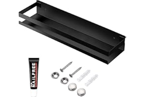 YANYYGu Rostfreie Metall-Aufbewahrungsschweberegale Wandmontierte Rechteckige Regale für Badezimmer, Küchen und Waschküchen, Nagelfreie Wandmontage-Regale für schwebende Regale (40cm Schwarz)