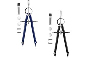 EIHI Compasso Scuola Media,2 Pezzi Compasso di Precisione Compasso Professionale Compasso Architetto Compasso Balaustrone Metallo Compassi per Tracciare per Studenti Matematici Falegnami