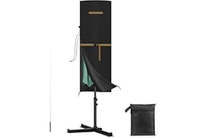 VANSHEIM Pokrowiec ochronny na parasol, zewnętrzny pokrowiec na parasol do ogrodu z zamkiem błyskawicznym i drążkiem teleskopowym, wodoodporny podwójny parasol 160 x 62/62 cm