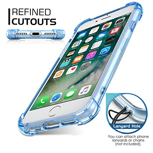 MoKo iPhone 8 Plus   7 Plus Funda - Anti-Ara  azos H  brido TPU Case de Aire Tecnolog  a Esquinas   Panel Trasero Claro Parachoques Back Cover para iPhone 8 Plus   7 Plus 5 5 Pulgadas  Azul Transparente