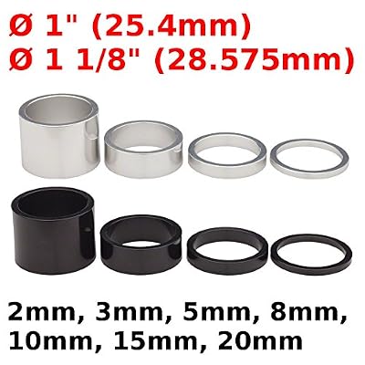 VWP ENTRETOISE BAGUE DE REHAUSSE POTENCE VELO VTT ALUMINIUM NOIR 1P 5MM