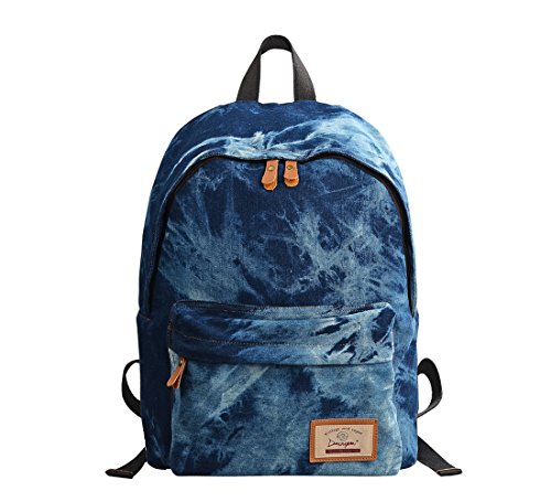 Gezu Canvas Rucksack Herren oder Damen Vintage Schulrucksack UniTasche Laptop Rucksack 15 6 Zoll Laptop GZ320  Dunkel Blau 