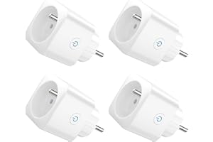 EIGHTREE Prise Connectée WiFi, Prise Alexa Programmable, Compatible avec Alexa/Google Home, Smart Life APP, Suivi de Consommation, Contrôler le ventilateur/climatiseur, 2,4 GHz Wi-Fi, 16A 3680W, 4PCS