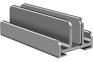 Zienstar Supporto per Laptop Verticale,3 Slot,Alluminio,Supporto per Notebook Regolabile,Salvaspazio per Laptop,Tablet,Telefono Cellulare-Grigio