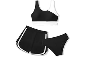 Xumplo Conjunto de bikini floral para niña, traje de baño de 3 piezas, tankini con cubierta para niños, traje de baño