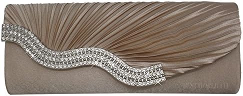 wocharmWomens Party Prom Evening Clutch Bag Ladies Satin Crystal Diamante Wedding Handbag