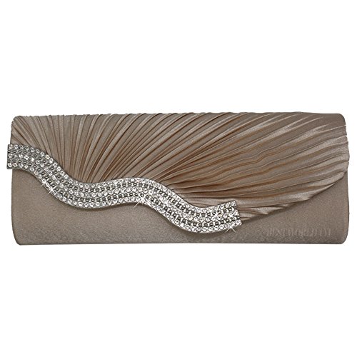 wocharmWomens Party Prom Evening Clutch Bag Ladies Satin Crystal Diamante Wedding Handbag
