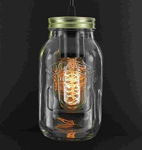 Edison Bulb Vintage Industrial Pendant Light Mason Kilner Jam Jar Rustic Lamp B2