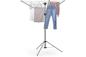EASYmaxx Tendedero Plegable para Interior y Exterior, Resistente a la Intemperie y Ligero, 4 Niveles de Altura Regulables, Aluminio, Aprox. 0,14 x 0,11 x 1,31 m