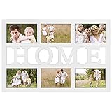 Hama Collage Bilderrahmen für Fotocollagen „Budapest - Home“ (Fotorahmen mit Home-Schriftzug für 6 Fotos im Format 10x15, Kunststoff-Rahmen, Echtglas) Fotogalerie weiß
