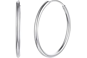 Silvora Creoles Or/Argent 925 Femme Boucles d'Oreilles Petite/Grande Creole Bijoux Cadeau Saint Valentin Fille Mariage Noël Anniversaire Ado Amour