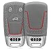 Produktbild kwmobile Autoschlüssel Hülle für Audi - Silikon Schutzhülle Schlüsselhülle Cover für Audi 3-Tasten Smartkey Autoschlüssel (nur Keyless Go) Grau Rot