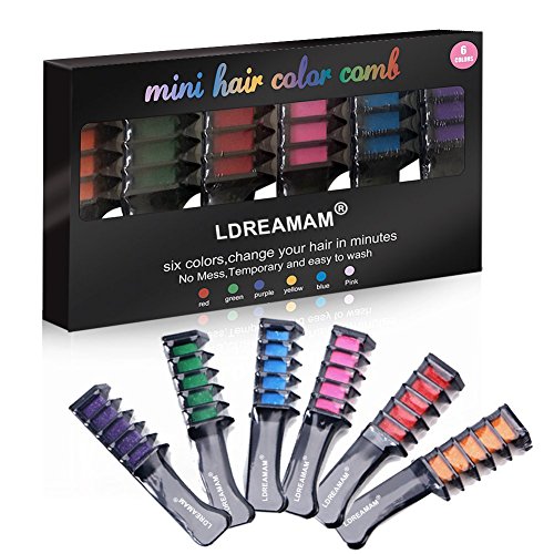 Haarkreide,Hair Chalk,Haarkreide-Set,LDream® 6 Farben – vibrierende,langlebige temporäre Schimmer Haar Farben Creme mit Kämme Haare Färben Kreide Haartönungen - 2