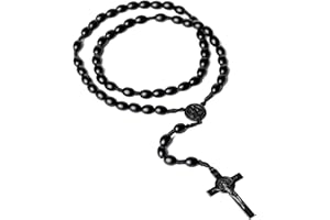 KYRINOVA Handmade Wooden Rosary Beads Catholic, Vintage Cross Rosary Necklace, Christian and Catholic Prayer Beads