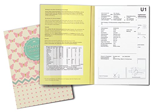 U-Heft Hülle SET Eule Schmetterling Untersuchungsheft Hülle & Impfpasshülle personalisierbar mit Namen & Geburtsdatum - 3