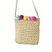 Produktbild Handtasche Rattan Grass Woven Bag Casual Tasche Schultertasche mit Farbiger Plüschball Stroh Woven Bag, Damen-Strohsack