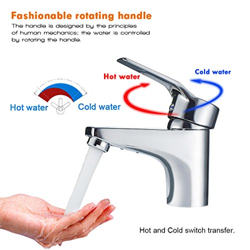 Waschbeckenarmatur Wasserfall Wasserhahn Kupfer Waschtischarmatur Spültisch Armatur für Bad oder Küchen Chrom - 8