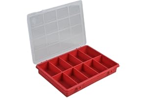 DURATOOL D01829 10 Compartment Organiser Box, Red - 35mm x 240mm x 180mm