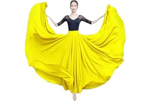 YAOTT Gonna Danza del Ventre Donna 720 Gradi Doppio Strato Gonna Lunga Fluido da Ballo in Chiffon Tinta Unita Maxi Gonne Grande Swing Pratica Costume Full Circle Gonna Flamenco Abbigliamento da Ballo