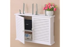 Longzhuo Ściana Wifi Box,Półka Routera,Ściana Routera Wsparcia,Ścienne Wifi Router Schowek(podwójna Lama),Nadaje się Do Wifi,Kable Tv,Przechowywanie Kable