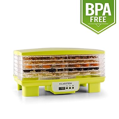 Klarstein Bananarama • déshydrateur • robot déshydrateur • déshydrateur à viande et fruits • 6 niveaux • empilable • 550 watts • température réglable • minuterie • plateaux à mailles fines • jaune